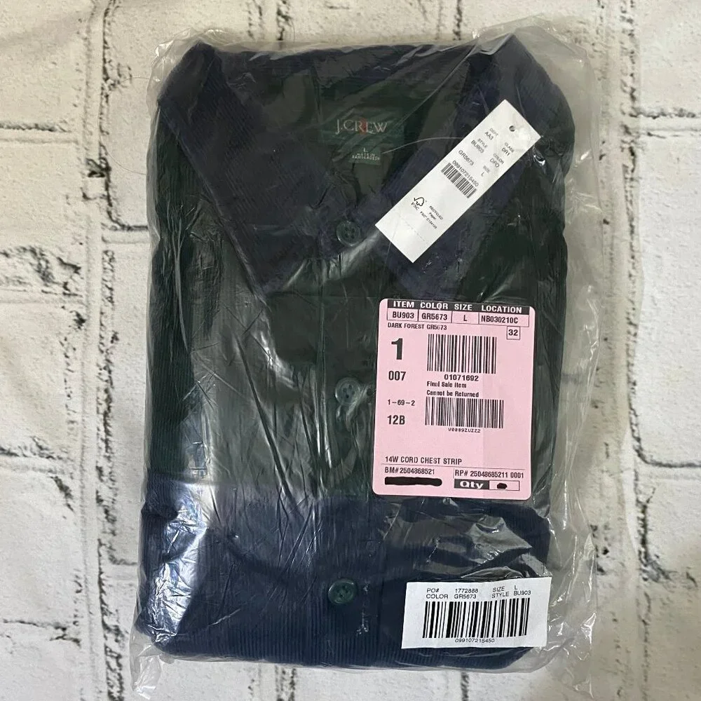 J. Crew Midweight corduroy workshirt in colorblock L